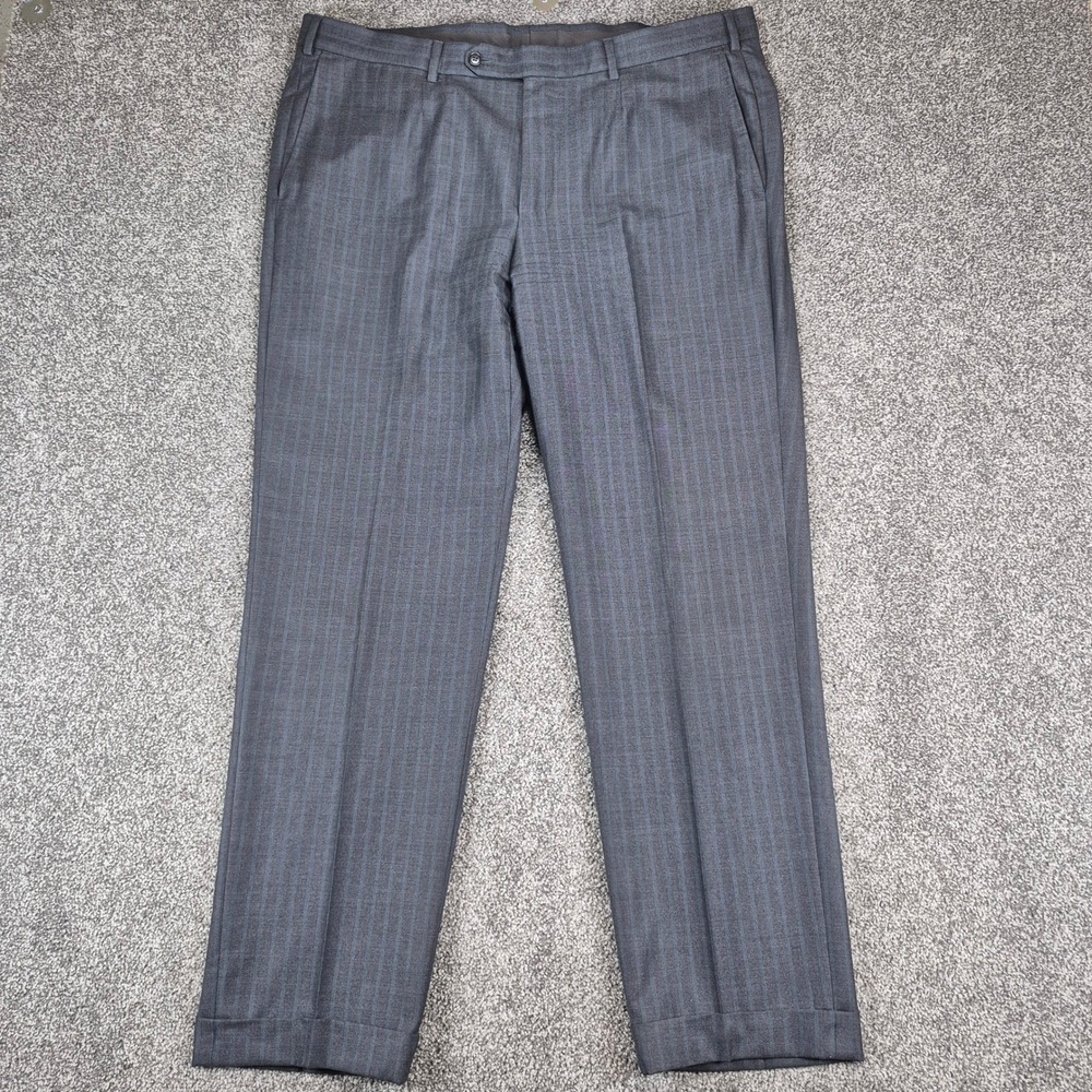 Ermenegildo Zegna Dress Pants Mens 39x30 Gray Striped‎ Wool Silk Mila Fit Cuffed